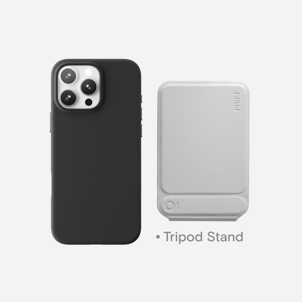 Case, Tripod & Stand/Wallet Set MOVAS™ for iPhone 16 - MagSafe Compatible For Phones MD020+MS027/W iPhone 16 Pro Jet Black Tripod Stand - Misty Cove