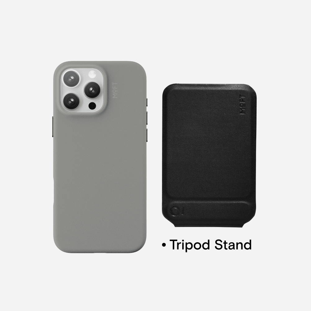 Case, Tripod & Stand/Wallet Set MOVAS™ for iPhone 16 - MagSafe Compatible For Phones MD020+MS027/W iPhone 16 Pro Taupe Tripod Stand - Jet Black