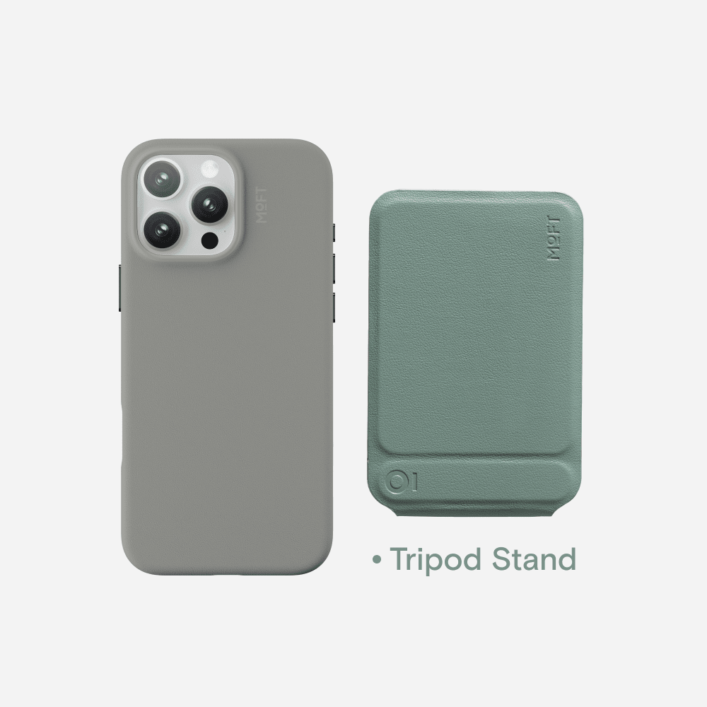 Case, Tripod & Stand/Wallet Set MOVAS™ for iPhone 16 - MagSafe Compatible For Phones MD020+MS027/W iPhone 16 Pro Taupe Tripod Stand - Seafoam