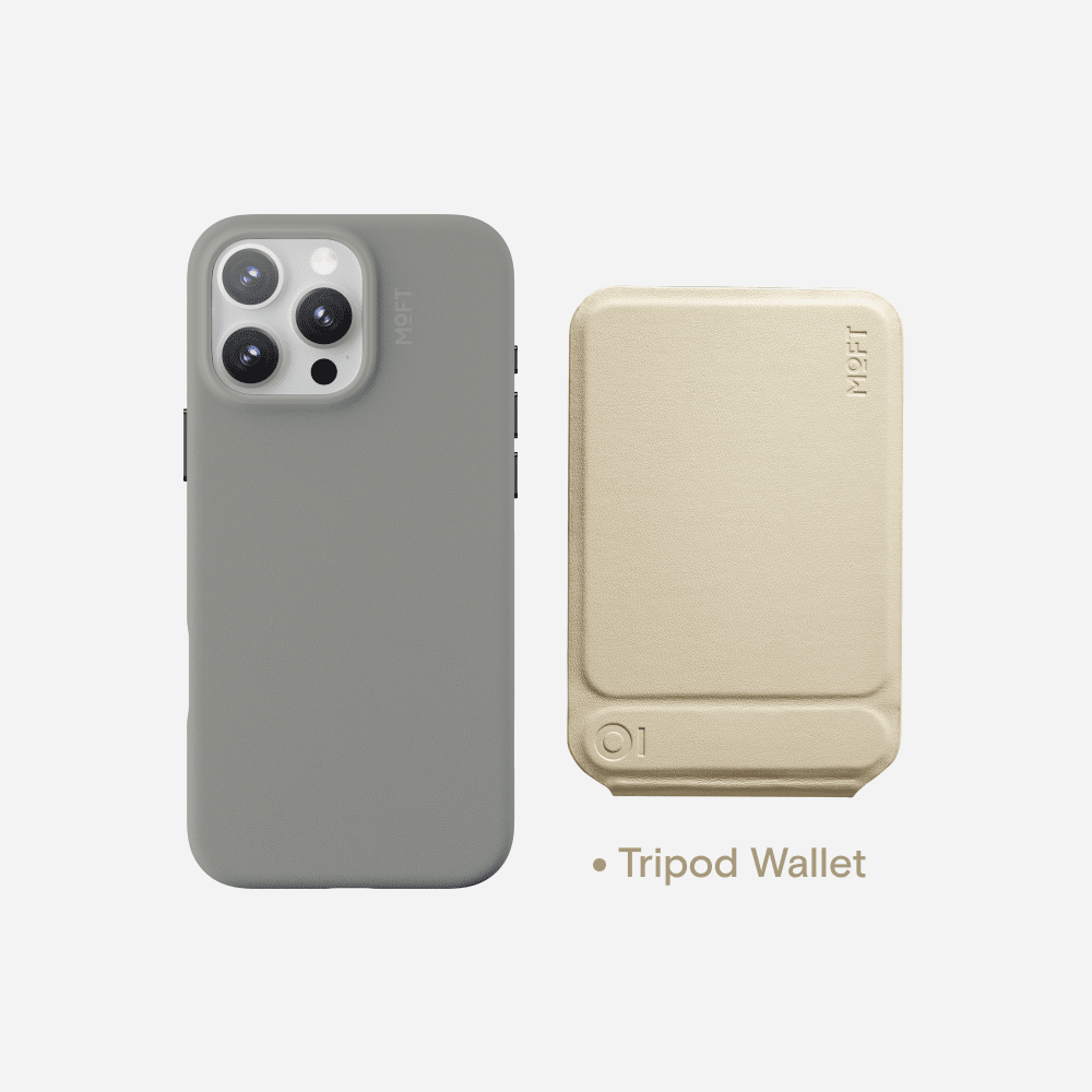 Case, Tripod & Stand/Wallet Set MOVAS™ for iPhone 16 - MagSafe Compatible For Phones MD020+MS027/W iPhone 16 Pro Taupe Tripod Wallet - Earthen Beige