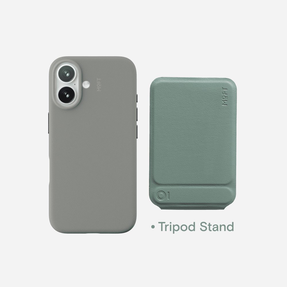 Case, Tripod & Stand/Wallet Set MOVAS™ for iPhone 16 - MagSafe Compatible For Phones MD020+MS027/W iPhone 16 Taupe Tripod Stand - Seafoam