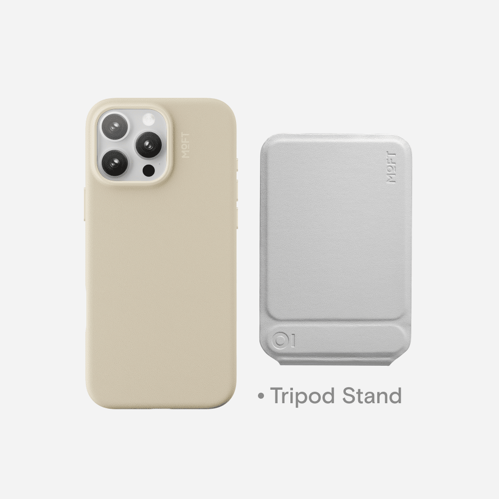 Case, Tripod & Stand/Wallet Set MOVAS™ for iPhone 16 - MagSafe Compatible For Phones MD020+MS027/W iPhone 16 Pro Earthen Beige Tripod Stand - Misty Cove