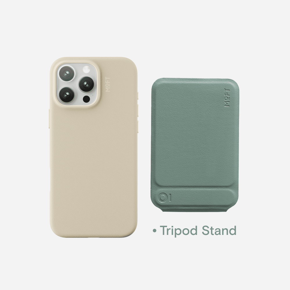 Case, Tripod & Stand/Wallet Set MOVAS™ for iPhone 16 - MagSafe Compatible For Phones MD020+MS027/W iPhone 16 Pro Earthen Beige Tripod Stand - Seafoam