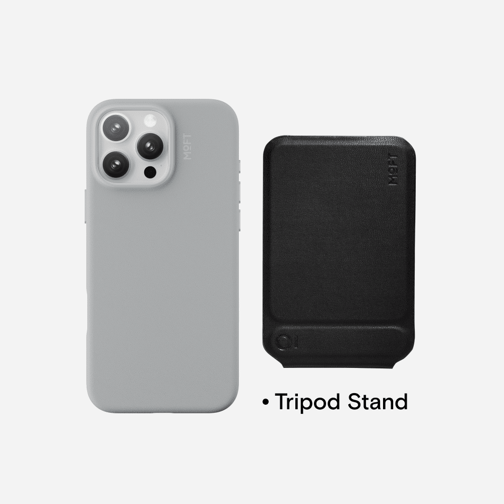 Case, Tripod & Stand/Wallet Set MOVAS™ for iPhone 16 - MagSafe Compatible For Phones MD020+MS027/W iPhone 16 Pro Cement Tripod Stand - Jet Black