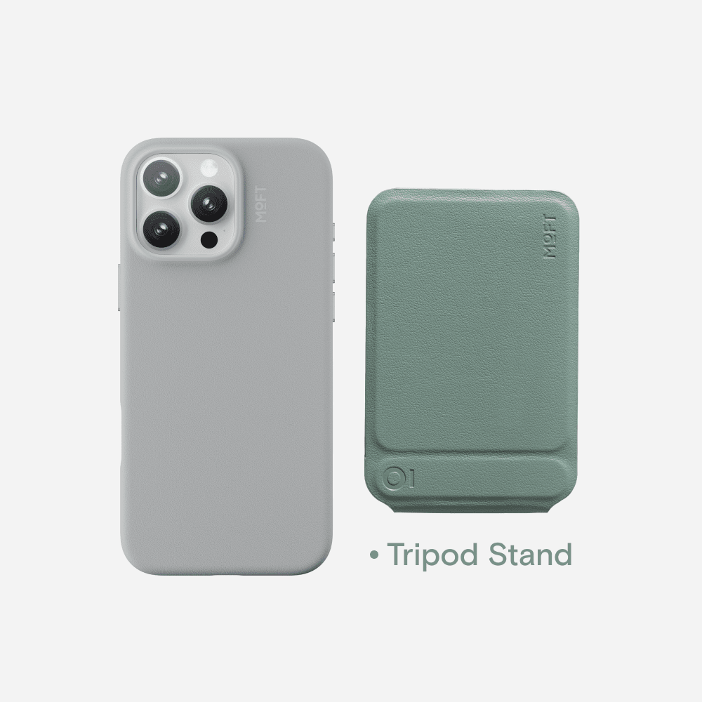 Case, Tripod & Stand/Wallet Set MOVAS™ for iPhone 16 - MagSafe Compatible For Phones MD020+MS027/W iPhone 16 Pro Cement Tripod Stand - Seafoam