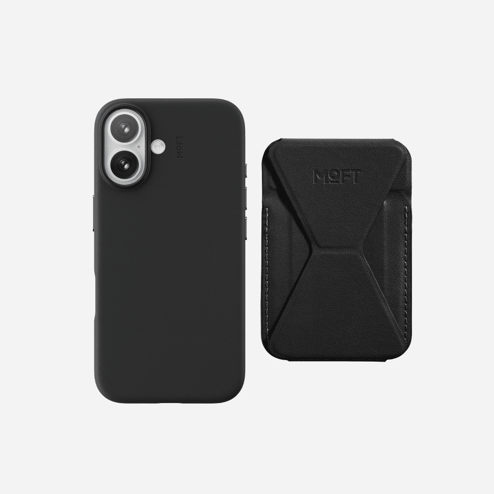 Case, Stand & Wallet MOVAS™ Set for iPhone 16 - MagSafe Compatible For Phones MD020A+MS007MP iPhone 16 Jet Black Jet Black